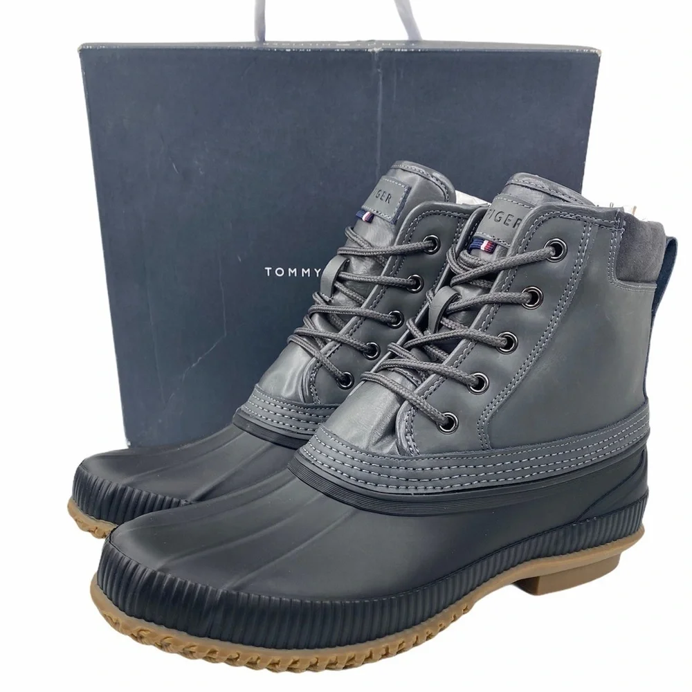 Tommy Hilfiger Casey Gray Leather Duck Boots